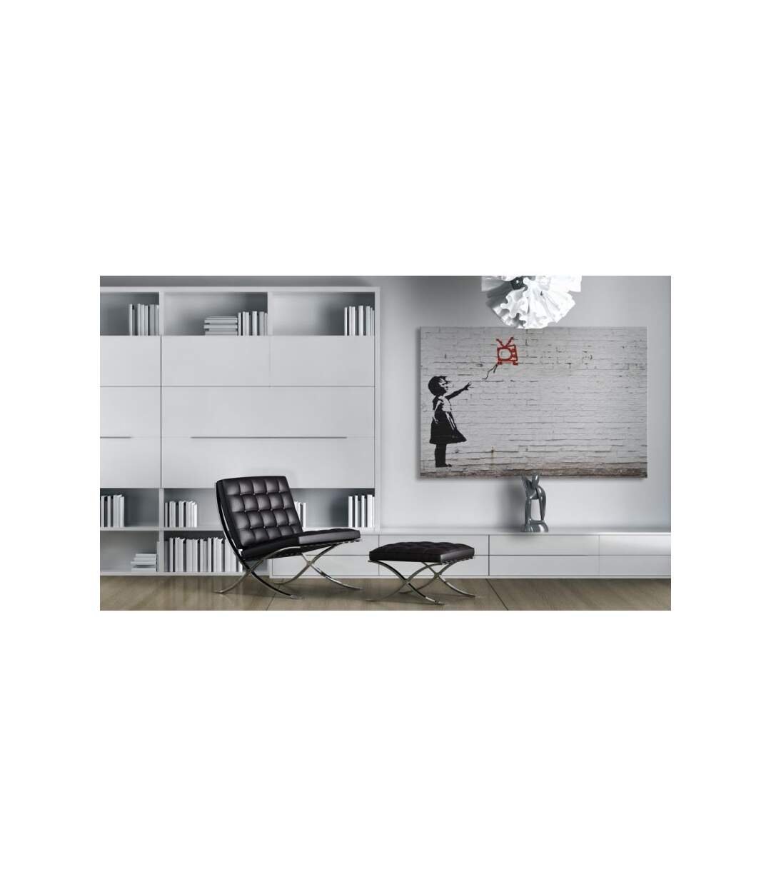 Paris Prix - Tableau Imprimé fille Avec Tv - Banksy 40x60cm