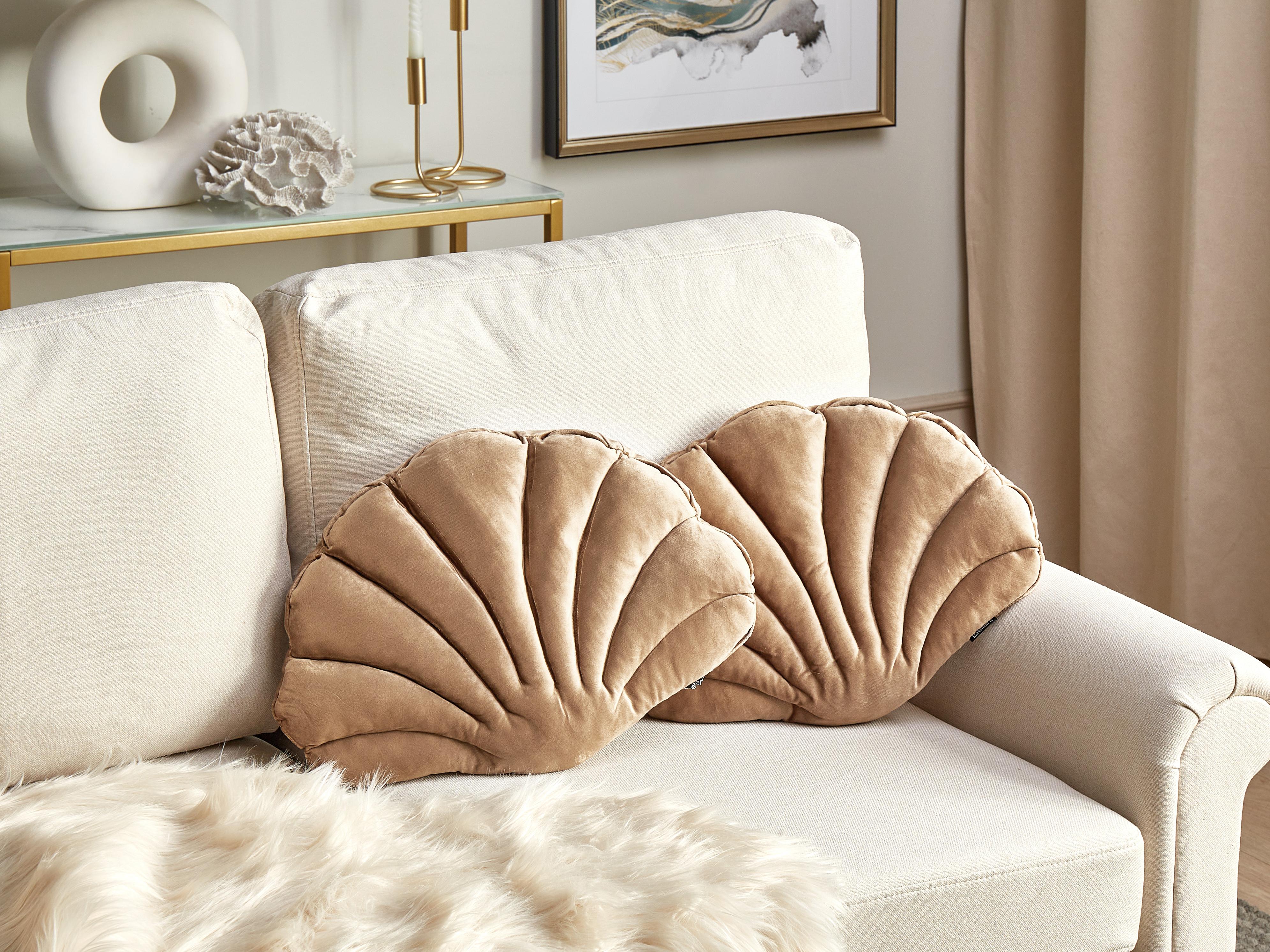 Set van 2 sierkussens CONSOLIDA Fluweel 47 x 35 cm Zandbeige effen