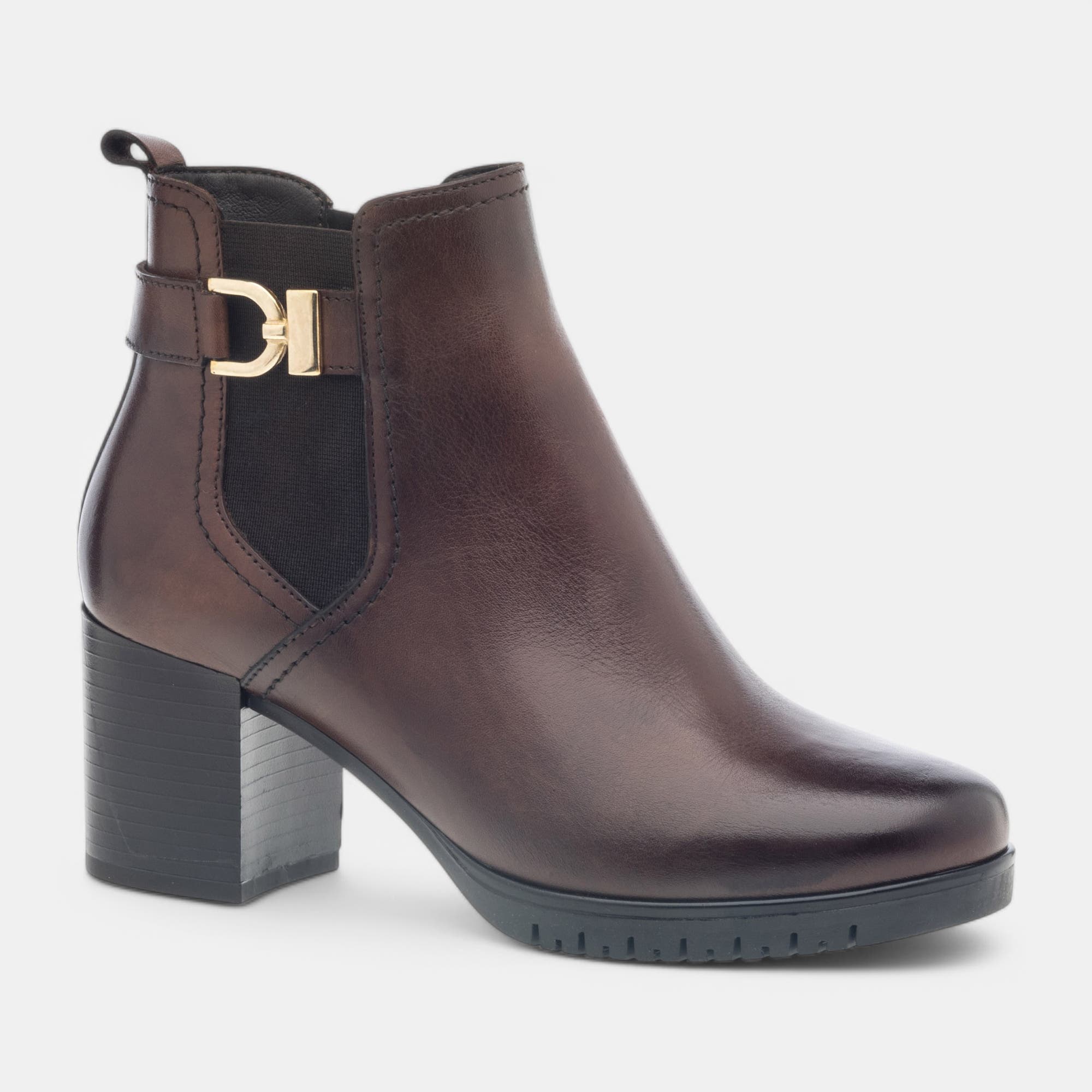 Bottines à talon Femme en cuir marron