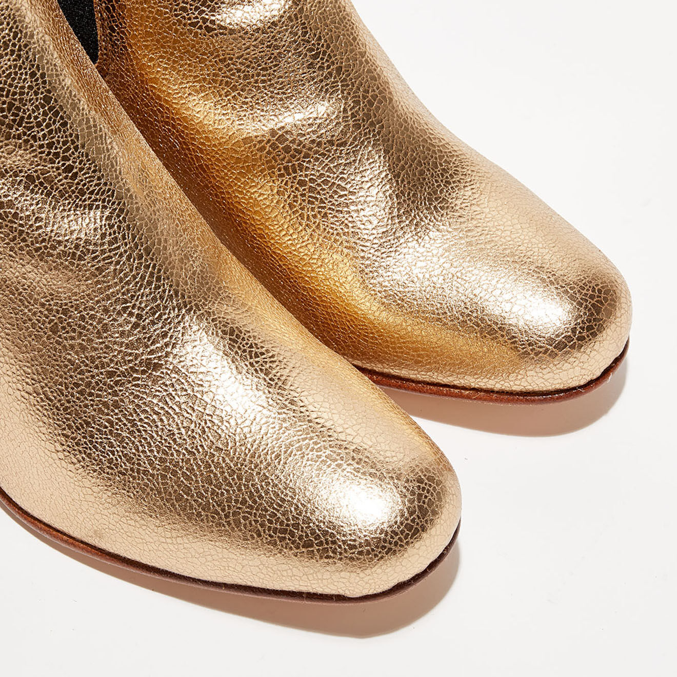 Anaki Chelsea Boots en Cuir Angele dorées - Talon 6,5 cm