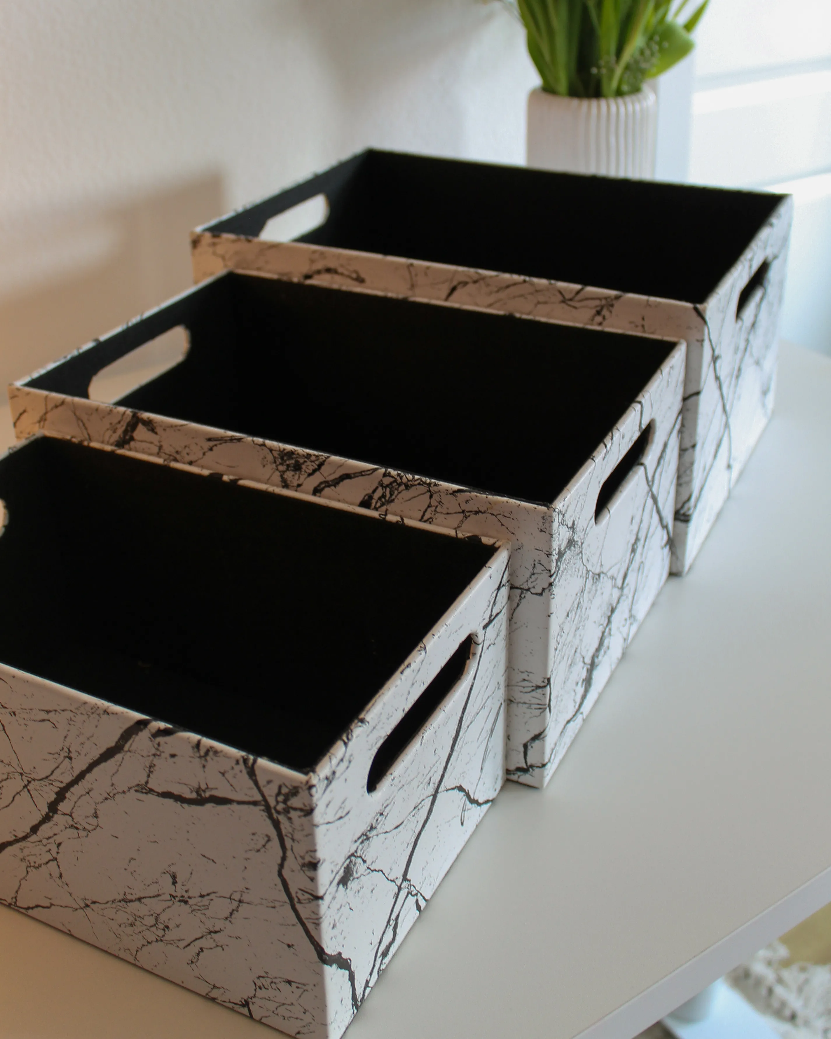 Set van 3 dozen LARSA Kunstleer Wit