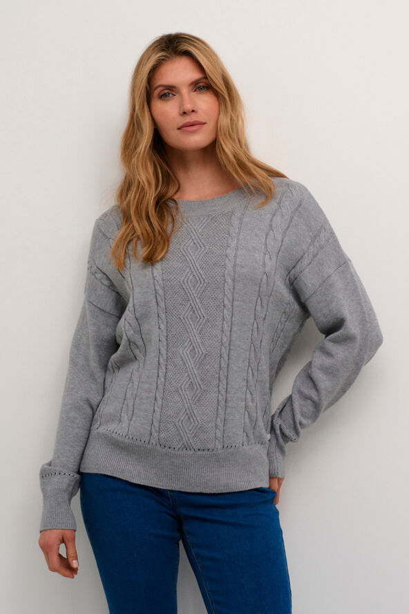 Cream CRDela Knit Pullover Grey melange
