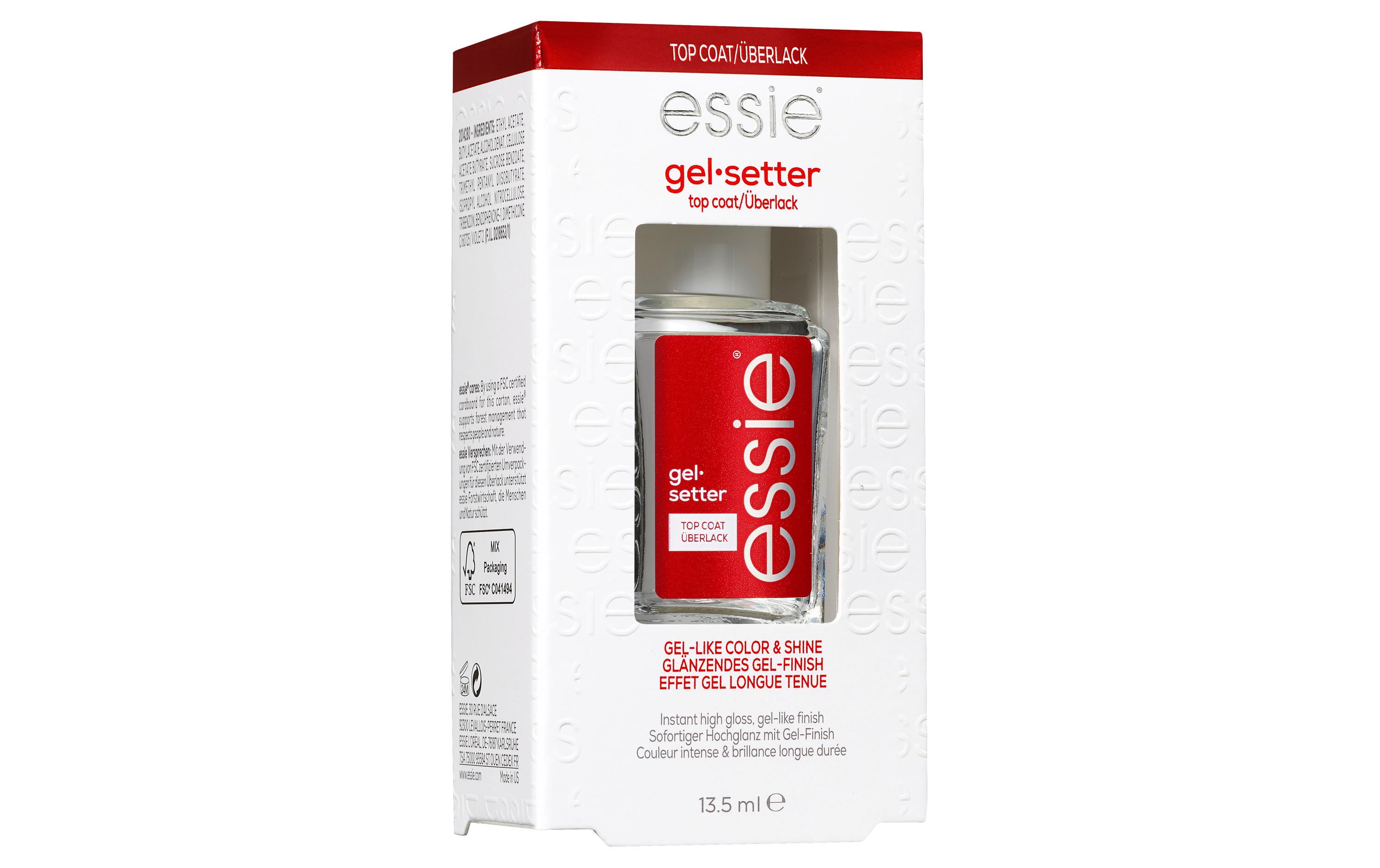 Topcoat Überlack Gel Setter TransparentÜberlack, der die Maniküre vor dem Absplittern bewahrt und ein hochglänzendes Gel-Finish hinterlässt