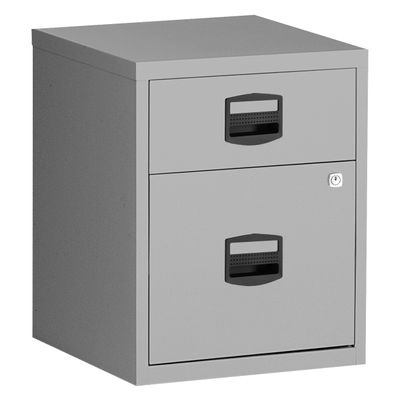 Caisson mobile métallique monobloc - H52 x L41 x P40 cm - 2 tiroirs - gris