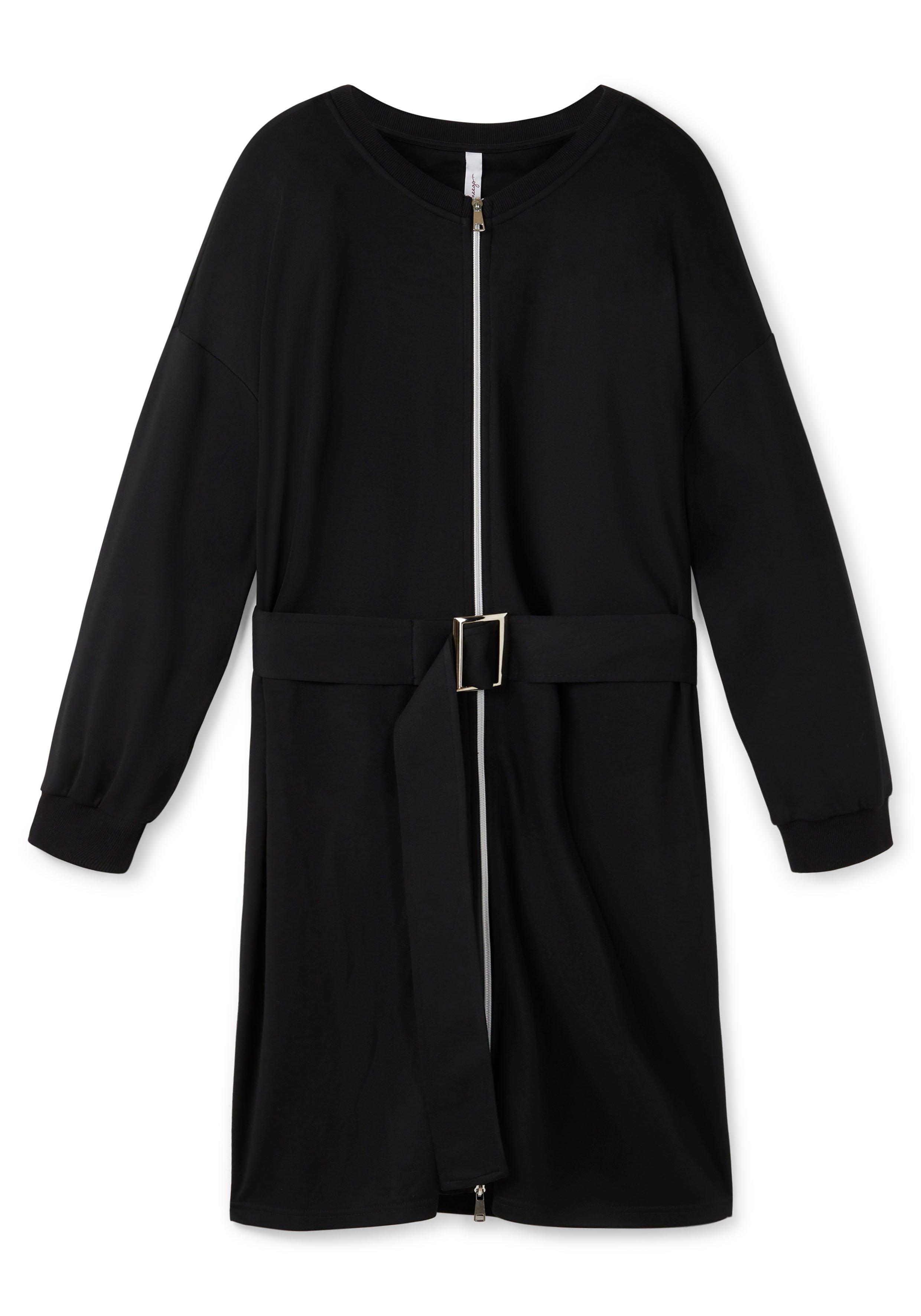 Shirtjacke in Longform mit dekorativem Gürtel