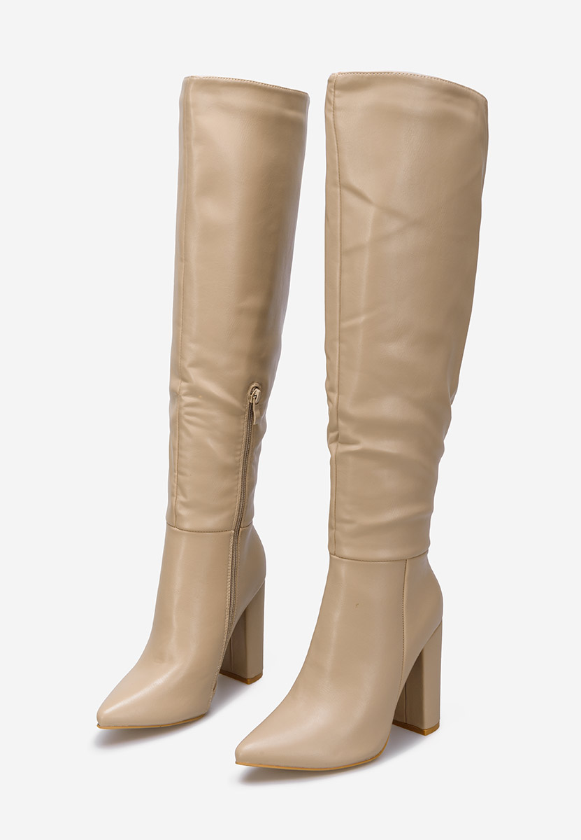 Bottes haute à talon carré kaki Cailla