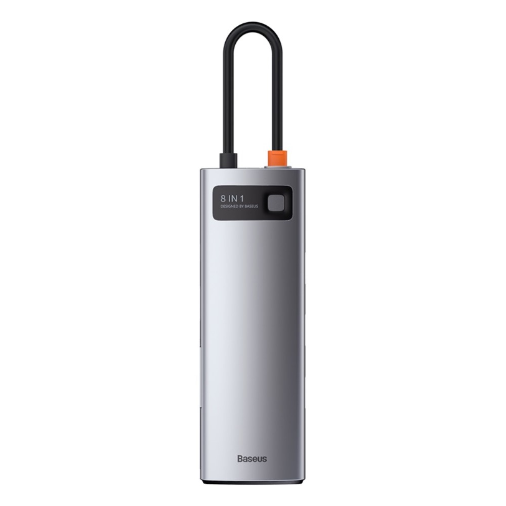 8in1 USB C Multiport Adapter mit USB C (PD) / 4K HDMI @30Hz / 3x USB 3.0 / SD / Micro-SD / RJ45 Port - Grau