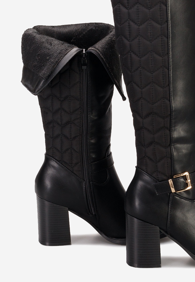 Bottes à talon carré noires Anabella