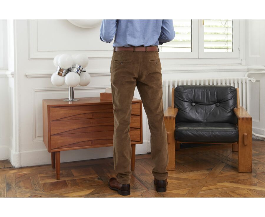 Pantalon chino velours côtelé homme Kaki Clair - NORMAN