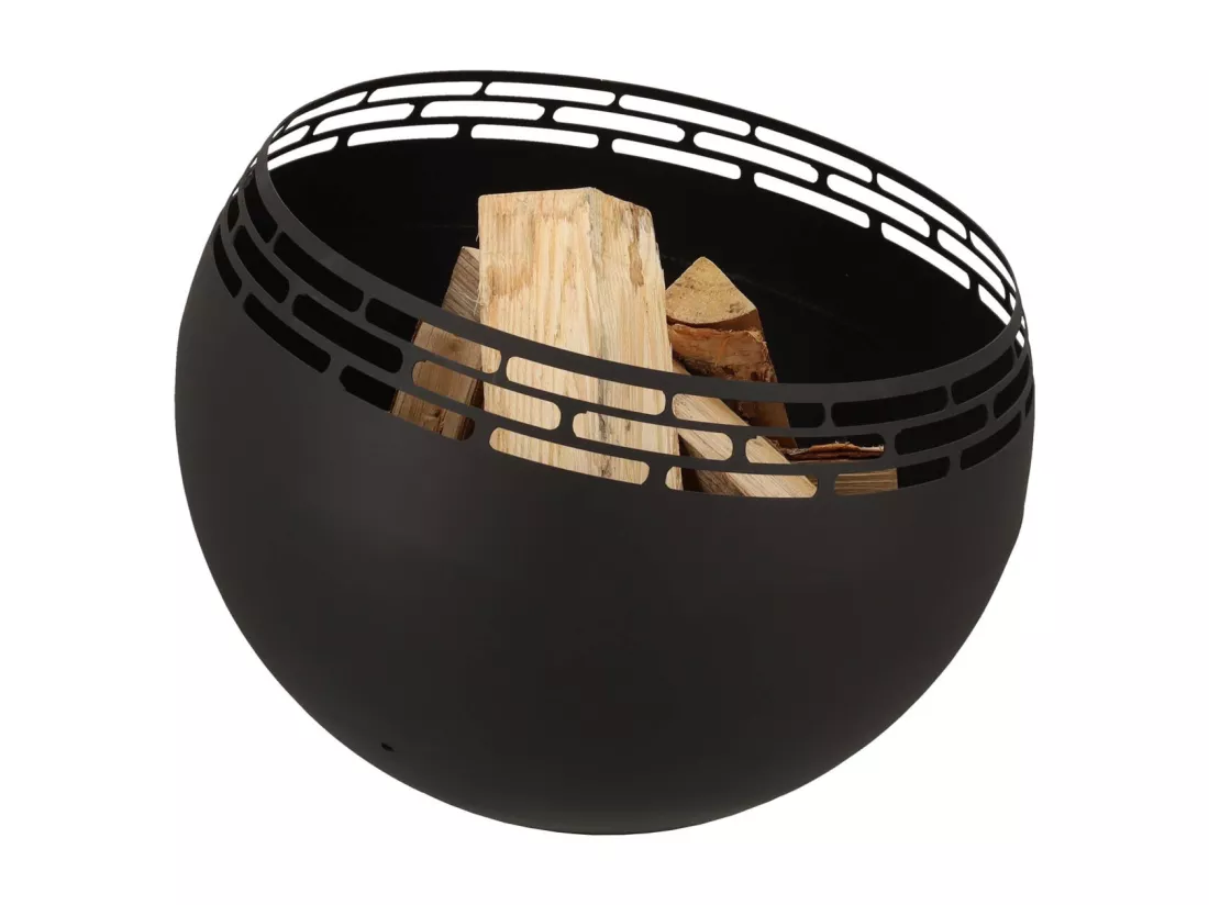 Brasero sphère design en métal Noir - Ajouré pointillés
