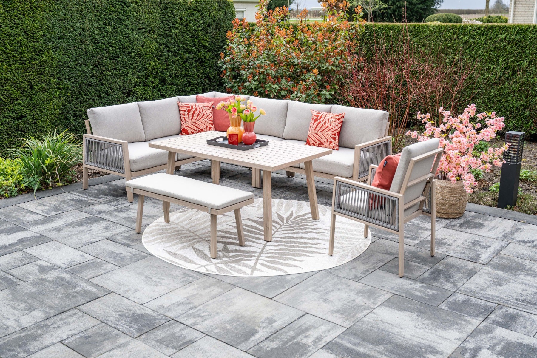 Decala aluminium lounge-dining set - licht eikenlook