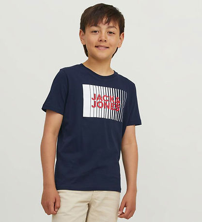 Jack & Jones T-Shirt - Noos - JjeCorp - Navy Blazer m. Print