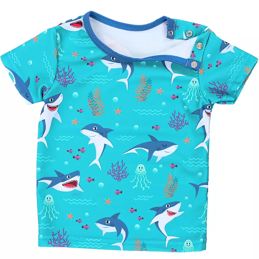 Aquarti Baby Jungen Bade-Set Zweiteiliger Badeanzug T-Shirt Hose türkis