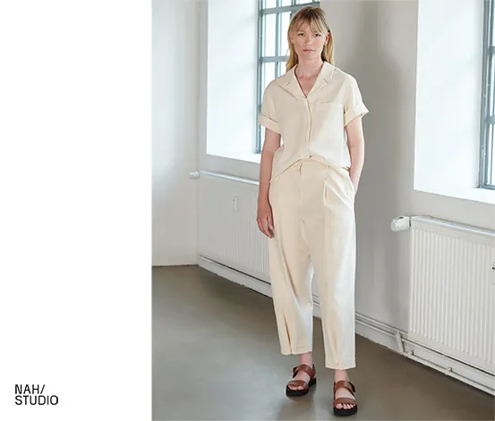 NAH/STUDIO Seersucker-Bluse | ungefärbte Baumwolle, Undyed