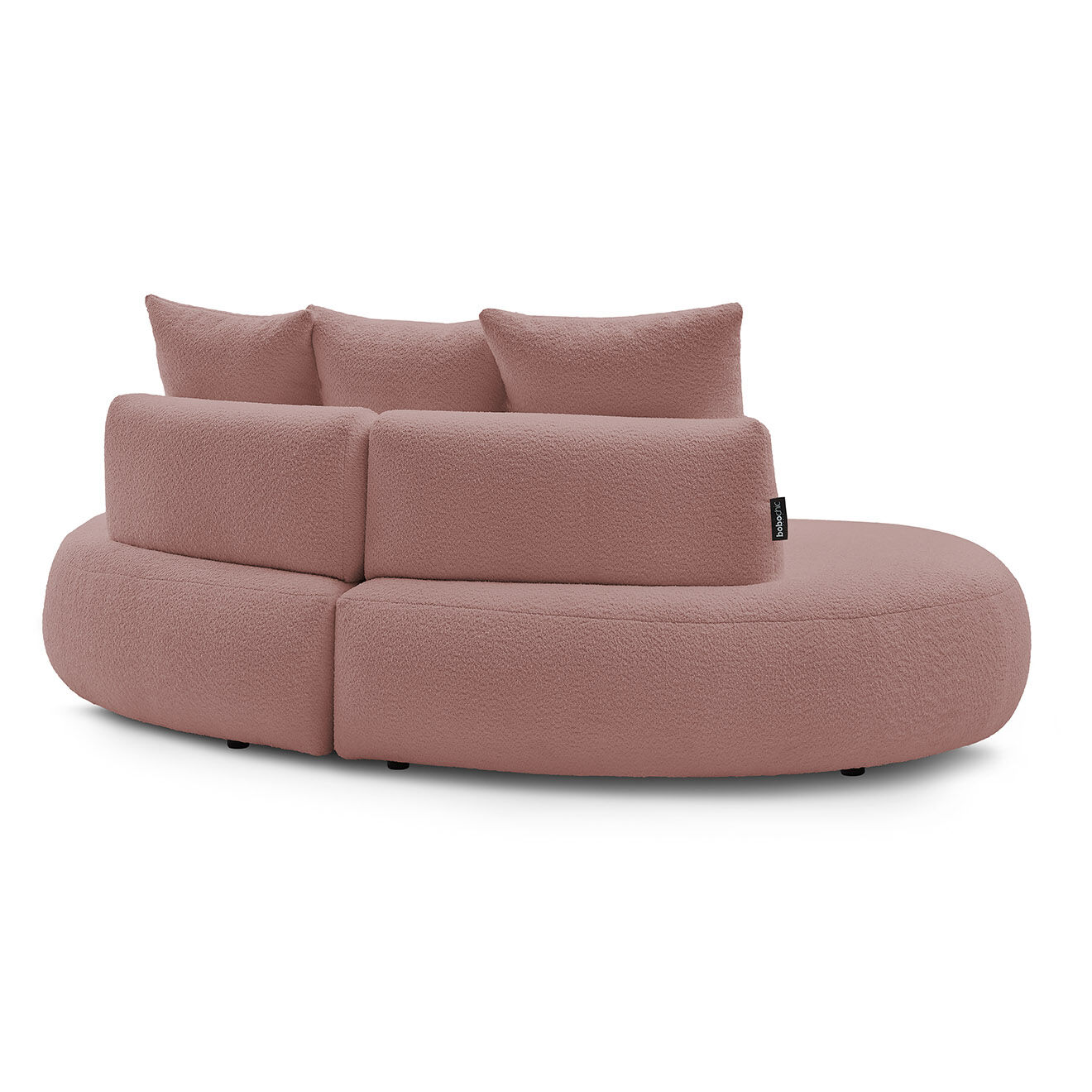 Bobochic Canapé droit fixe 3 places saint-germain tissu bouclette rose - 260x145x92 cm