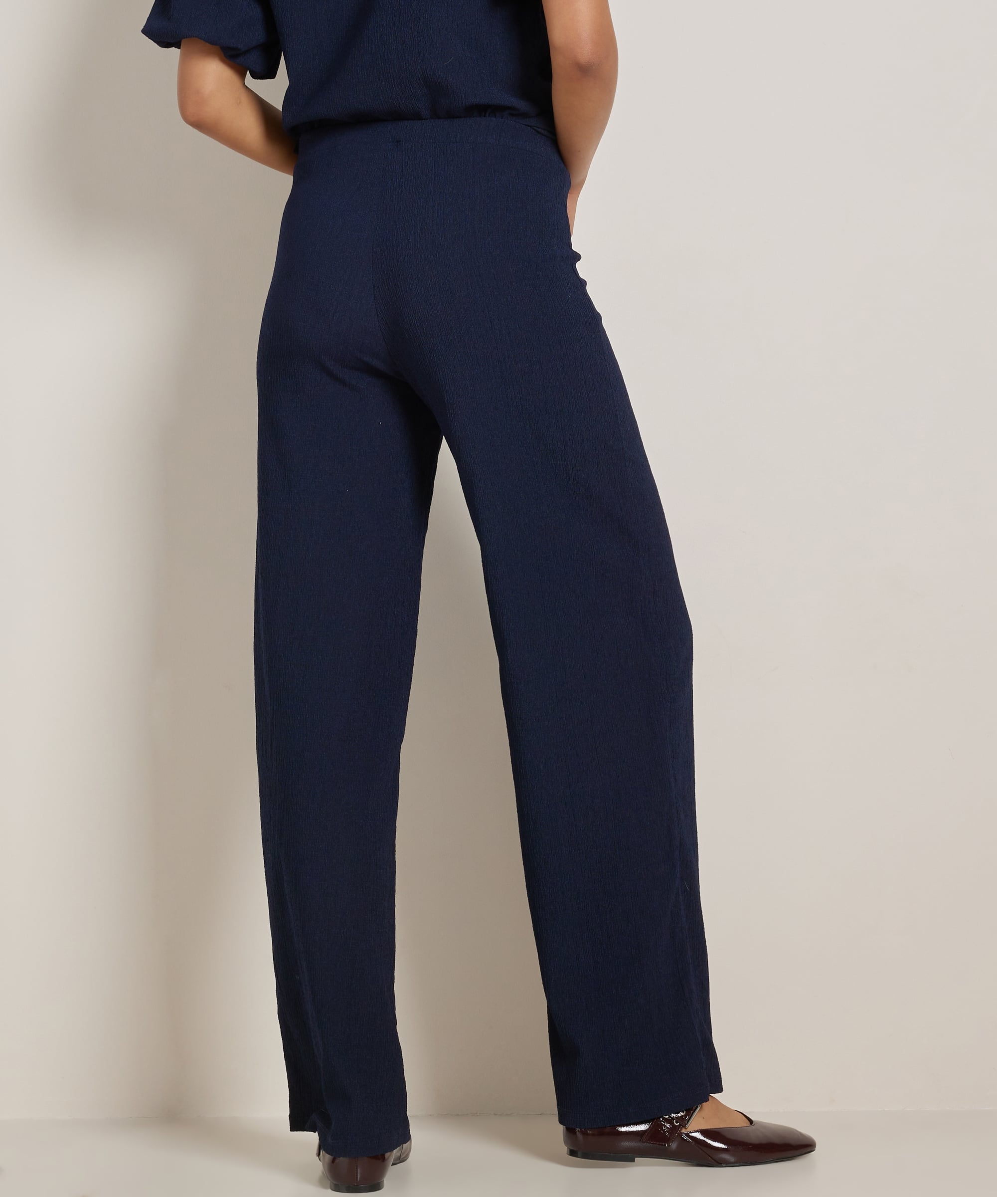 uni wide fit broek met structuur
