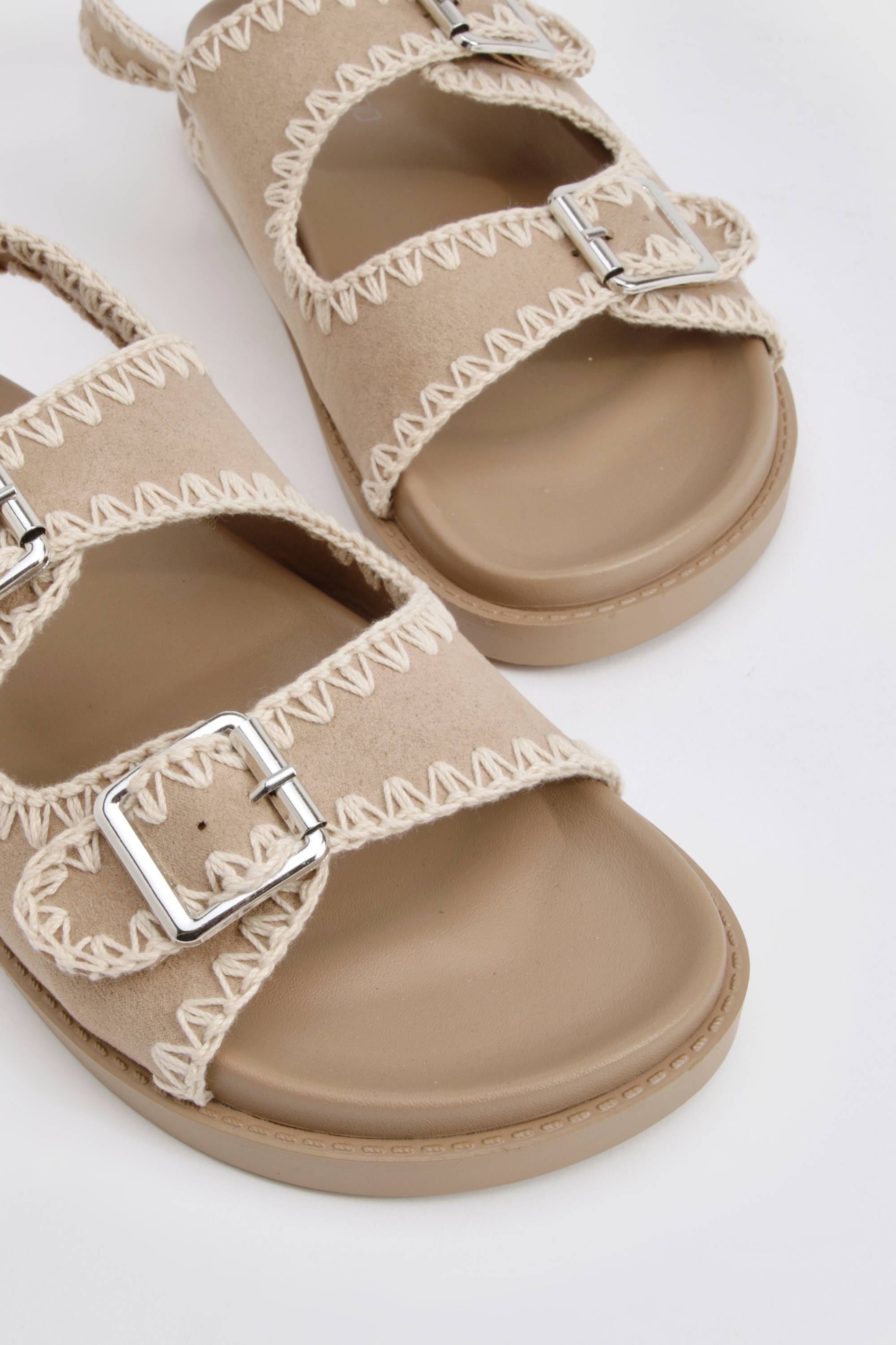 boohoo Contrast Stitch Woven Dad Sandals