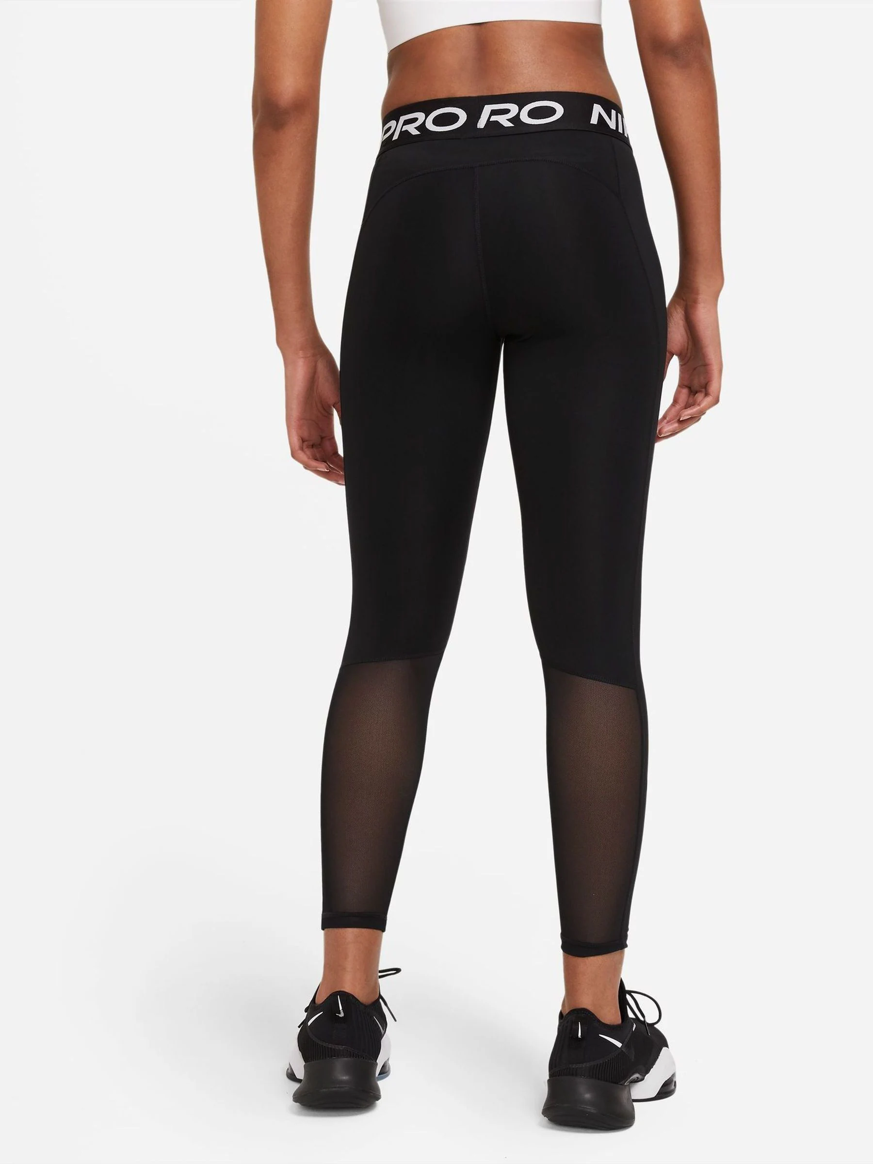 Zwart - Nike Pro Mid Rise legging met mesh-panelen