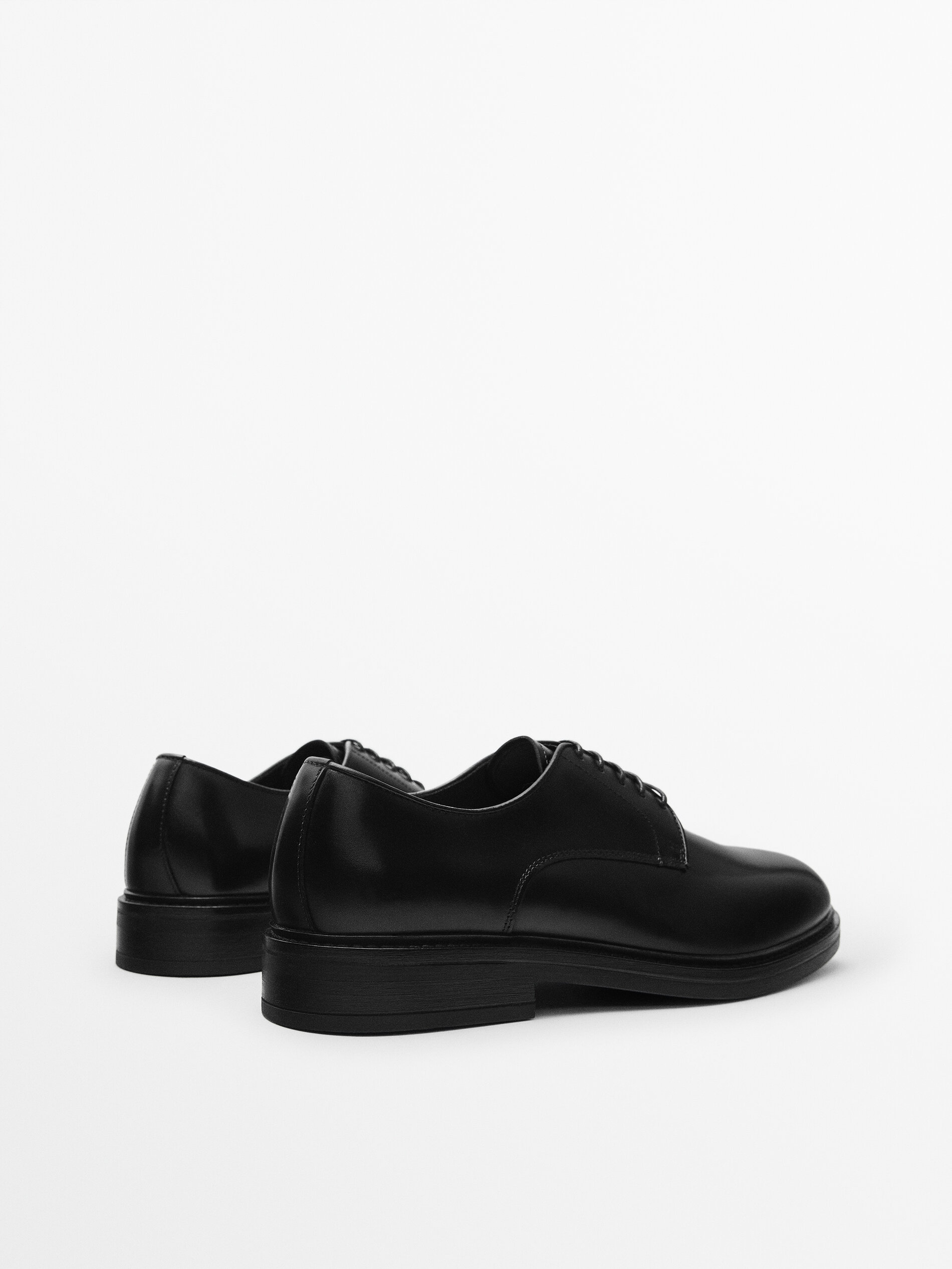 Sapato derby de couro preto - PRETO
