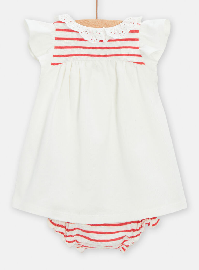 Ensemble robe imprimé moineaux et short rayé rouge