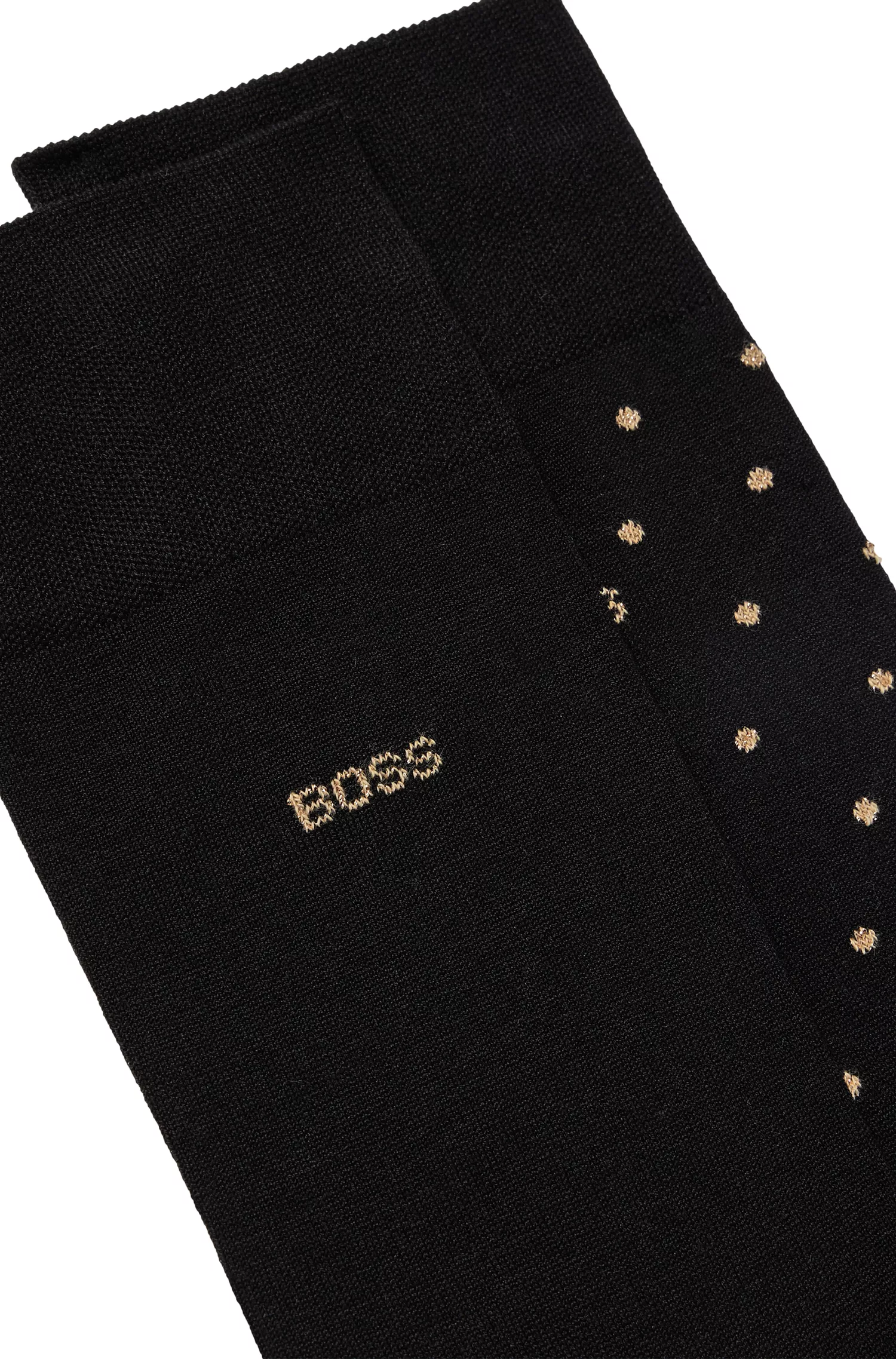 Conjunto de presente com dois pares de meias BOSS pretas em mistura de algodão mercerizado.