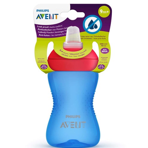 Tasse à bec souple 300 Ml Bleu/Rouge - AVENT