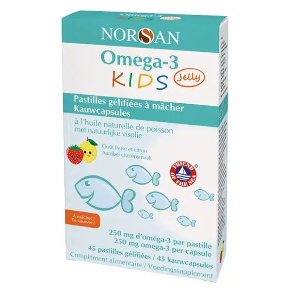 Norsan Omega-3 Kids Jelly Huile de Poisson 45 pastilles à mâcher