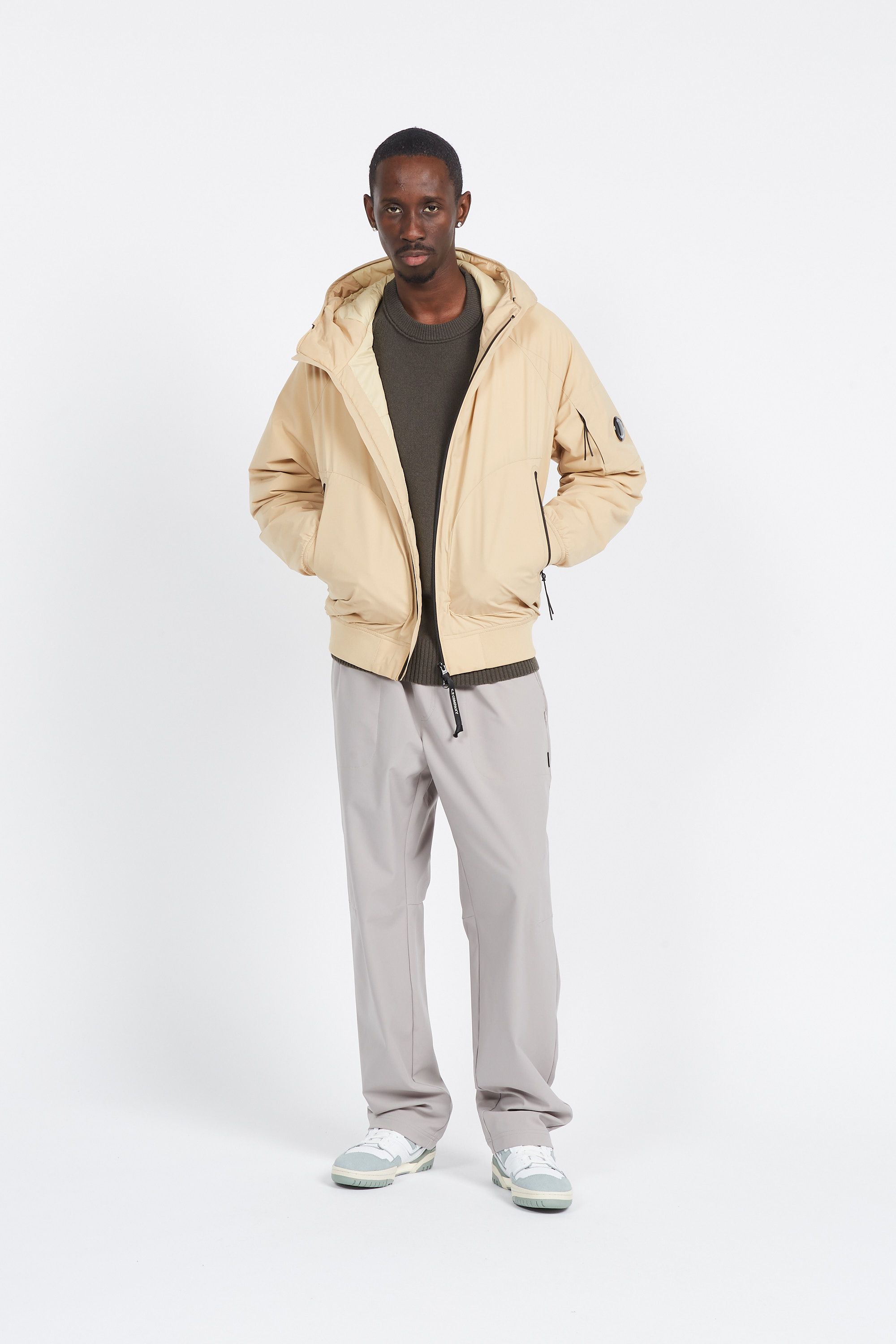 C.P. COMPANY Doudoune PRO-TEK RIBBED HOODED JACKET Beige