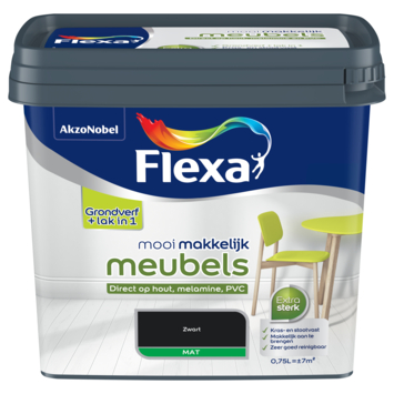 Flexa Mooi Makkelijk meubels primer & lak 2 in 1 mat zwart 750 ml
