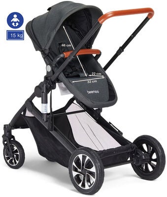 Beemoo Maxi 4 Twin Søskenvogn, Black/Black
