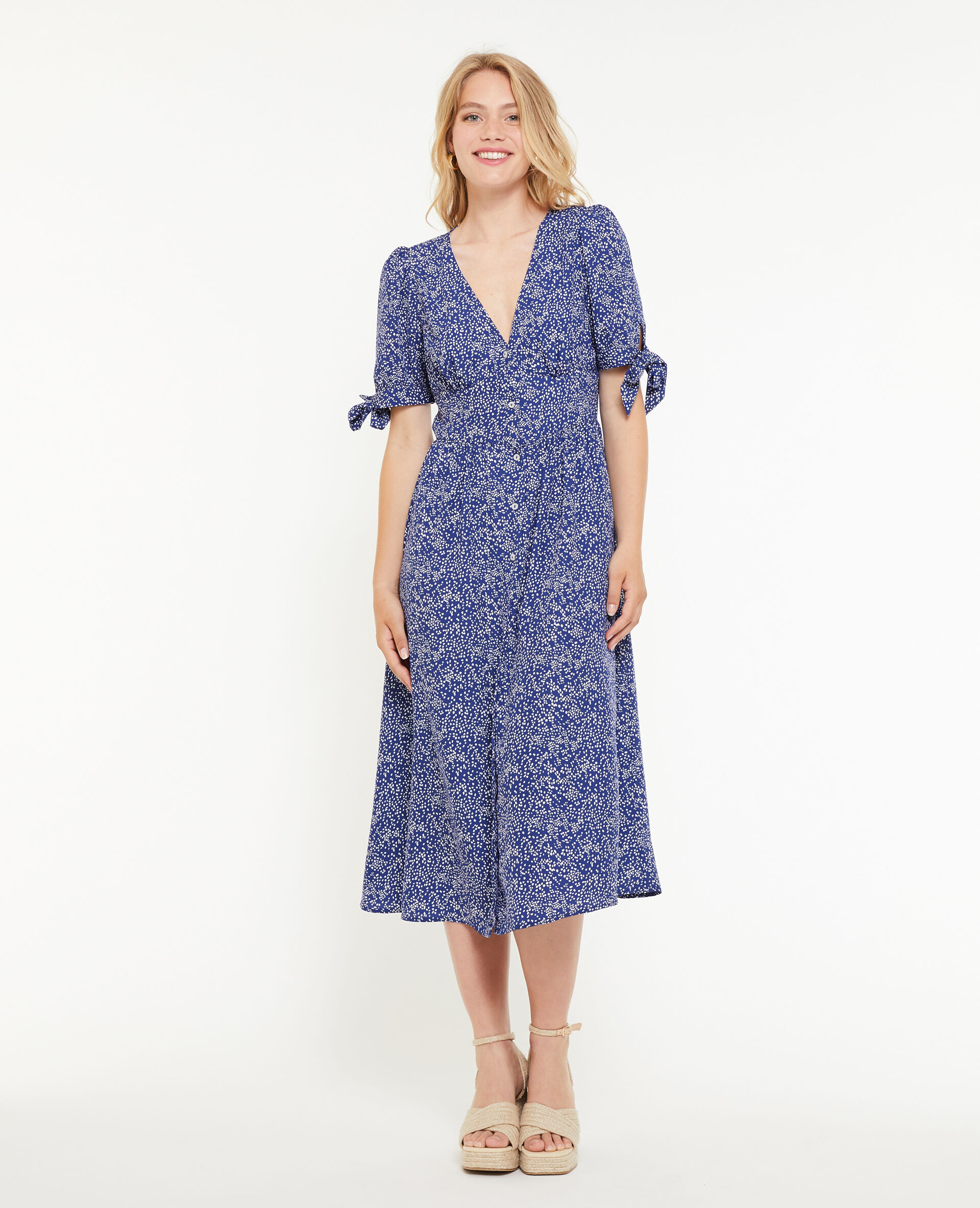 Robe longue boutonnée - Bleu