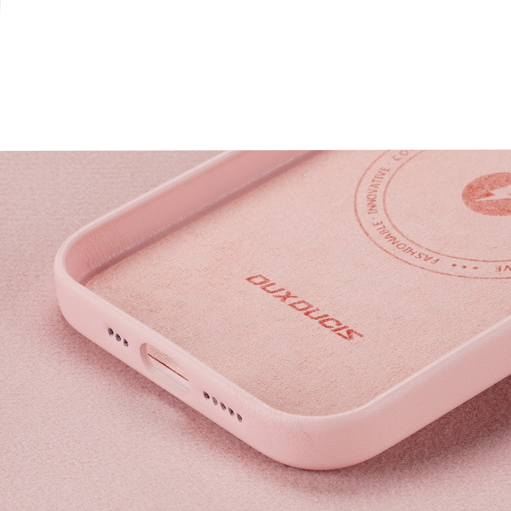 iPhone 14 MagSafe Hardcase Leder Hülle Back Case - Rosa