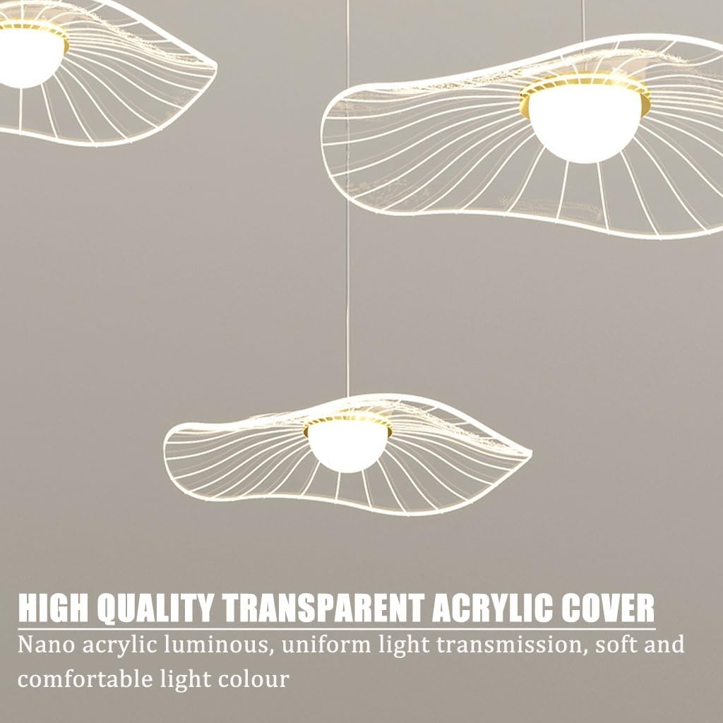 Pendelleuchte LED Indoor Restaurant Kronleuchter dimmbar modern Lotusblatt Stil kreatives Design Lampe Acryl Lampenschirm höhenverstellbar Deckenleuchte Schlafzimmer Wohnzimmer Bar Bürobeleuchtung