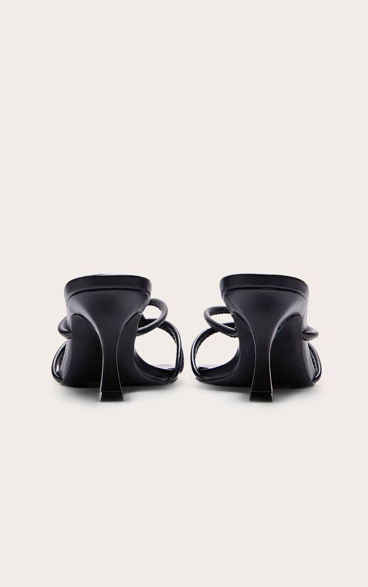 Noir Mules À Talons En Satin À Bout Carré Avec Nœud Coupe Large