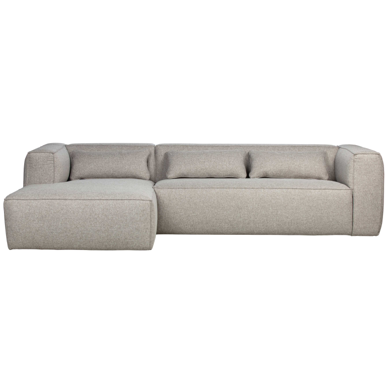 WOOOD Bean bank met chaise longue links lichtgrijs gemeleerd