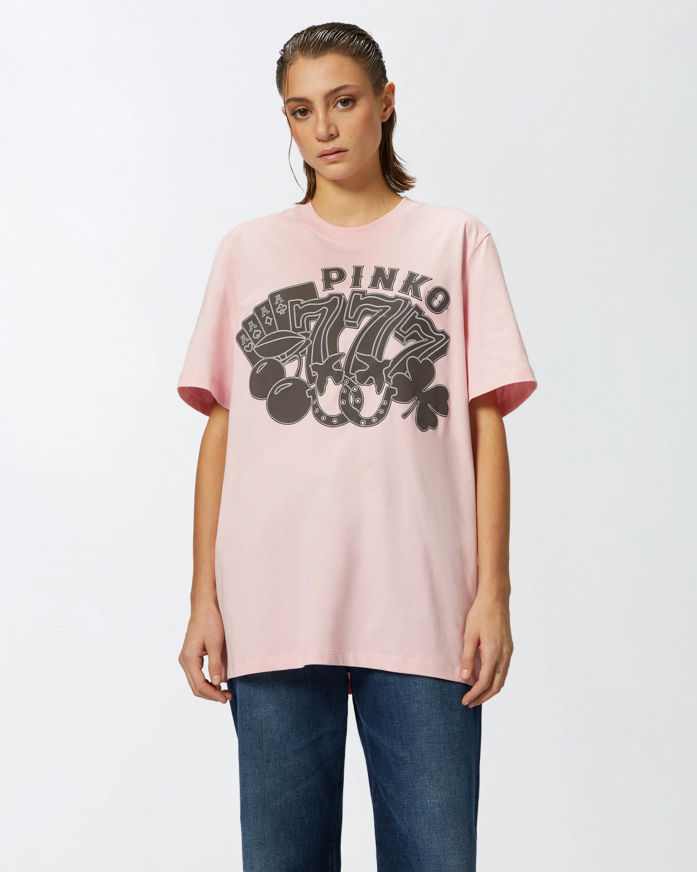 T-shirt oversize avec imprimé casino | Rose