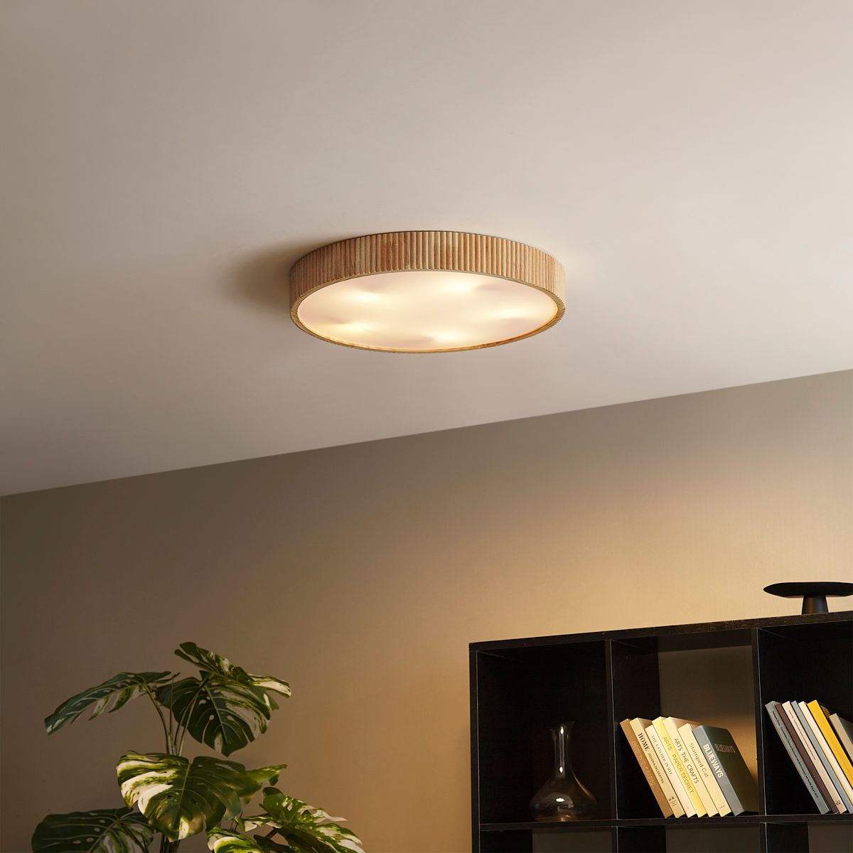 Japandi plafondlamp hout 60cm 5-lichts - Lyra