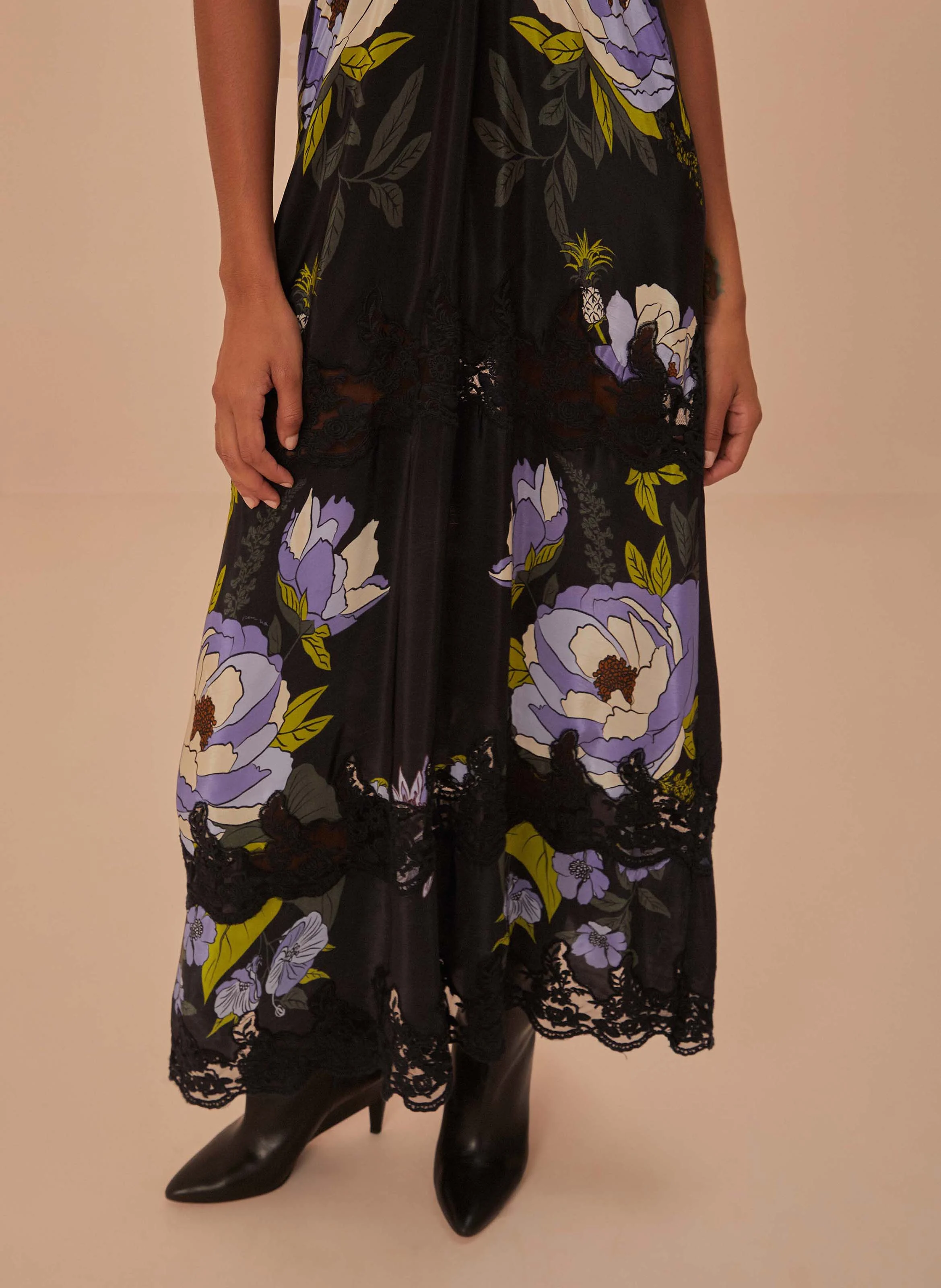 Robe longue imprimée | Noir