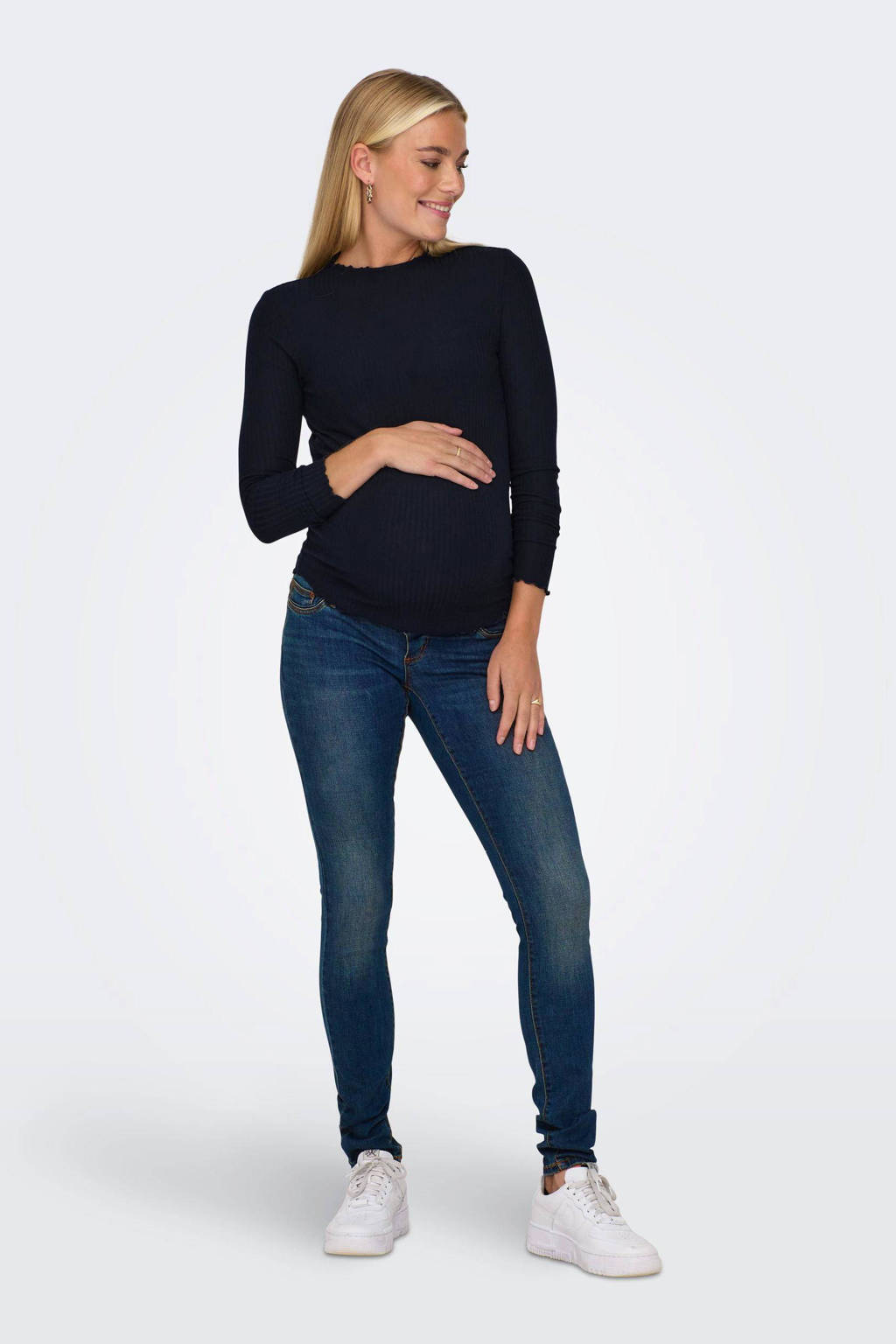 ONLY MATERNITY skinny zwangerschapsjeans OLMWAUW dark blue denim