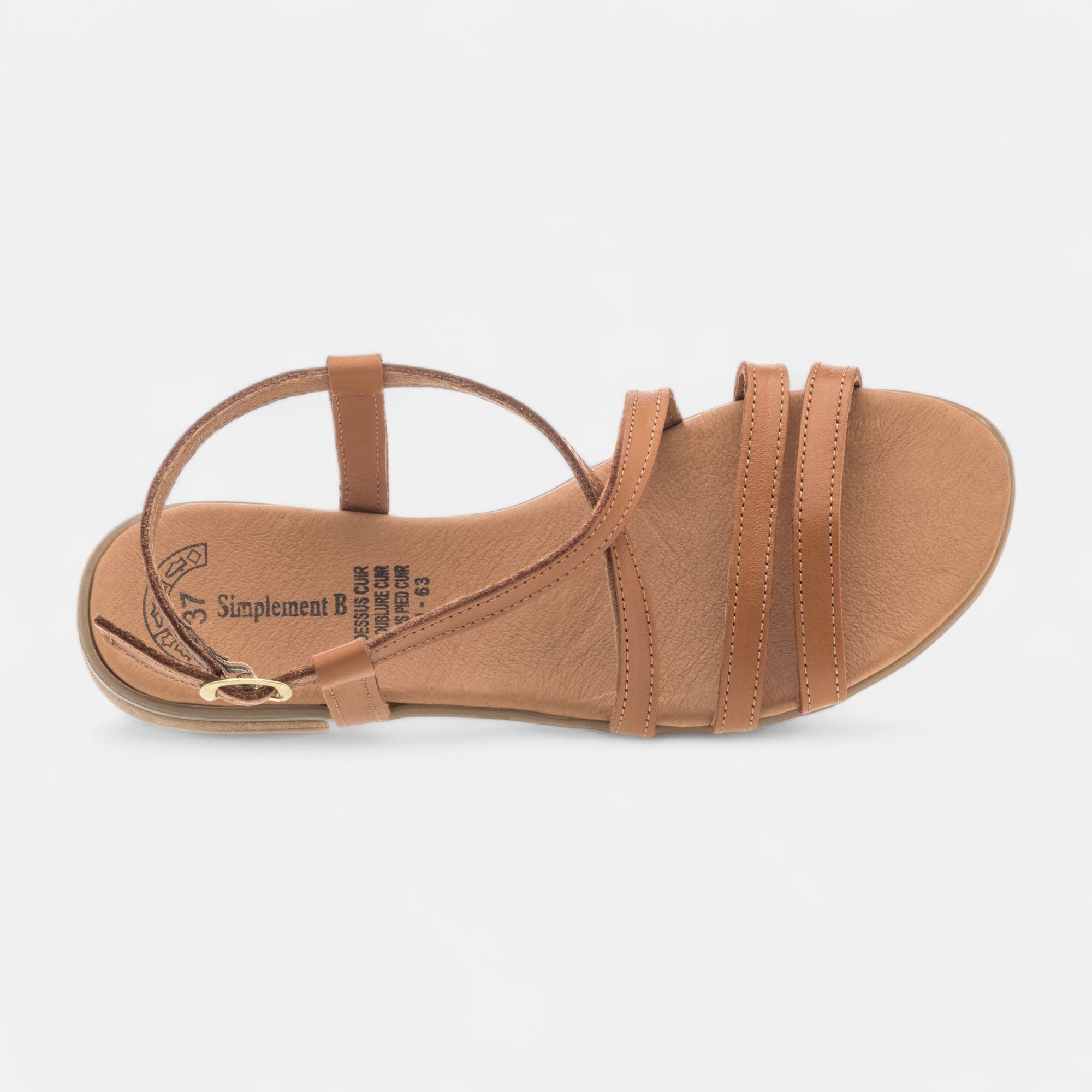 Nu-pieds Femme en cuir cognac