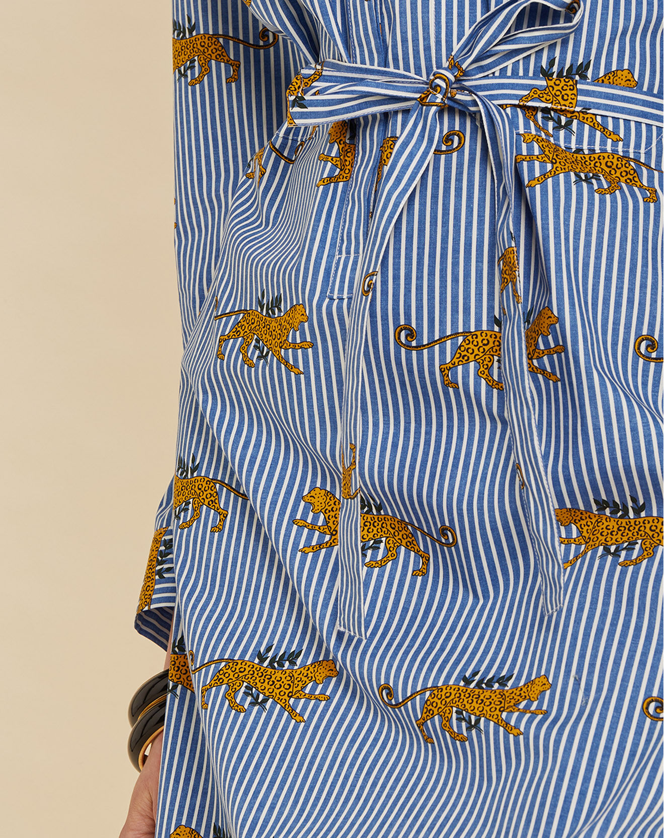 Chloé Stora Robe Macha à rayures & motifs bleue