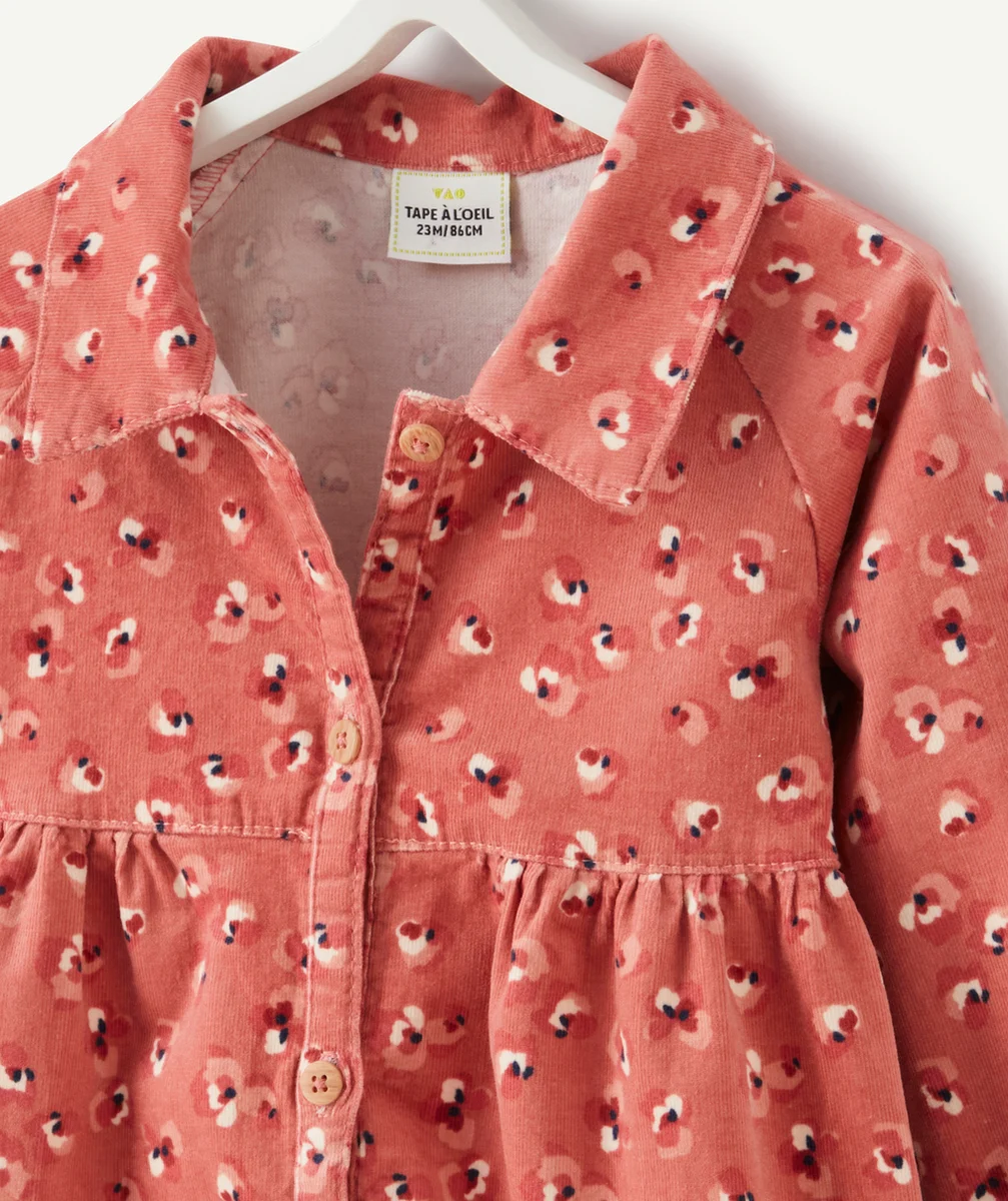ROBE ROSE EN VELOURS IMPRIMÉ FLEURI BÉBÉ FILLE