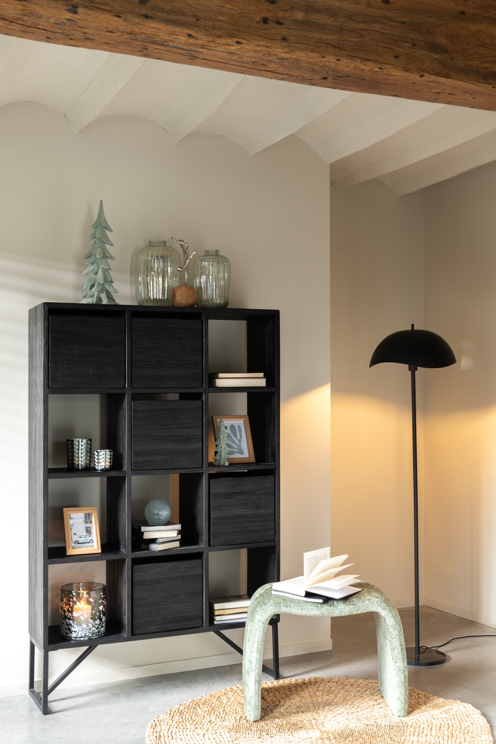J-Line kruk N shape - textiel - muntgroen