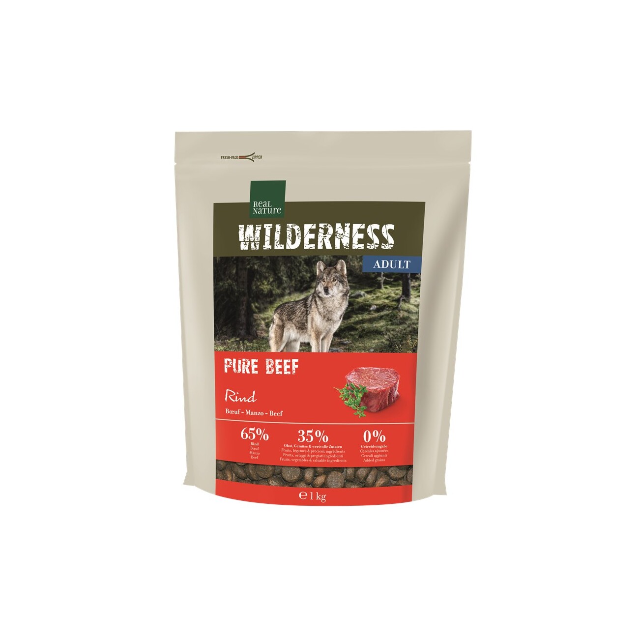 REAL NATURE WILDERNESS Trockenfutter Hund, Adult, Pure Beef 1 kg