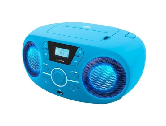 BIGBEN - Cd61blusb lecteur radio cd portable usb bleu + speakers lumi...