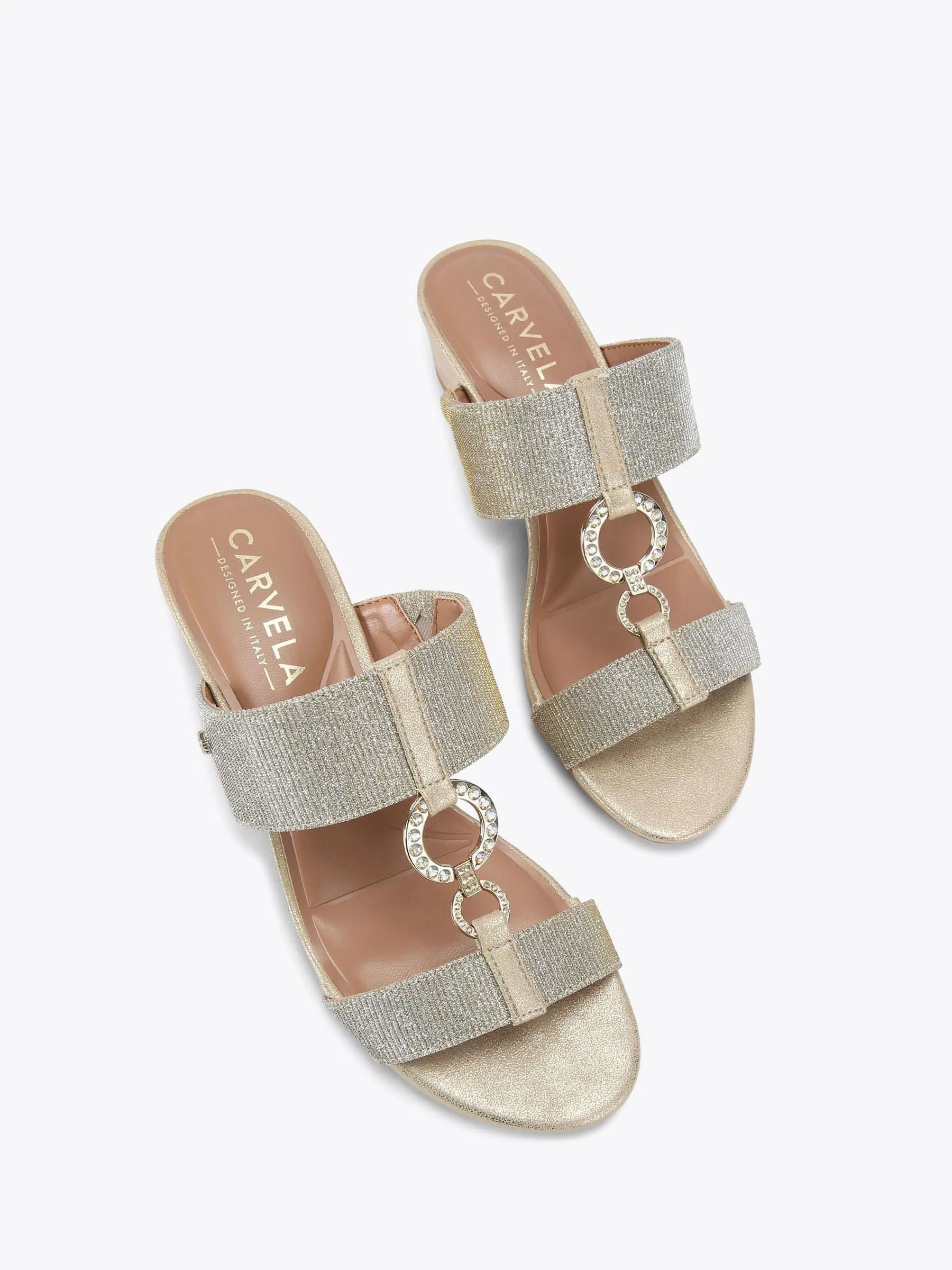 Goud - Carvela Comfort Arletta Mid Wedge Sandals