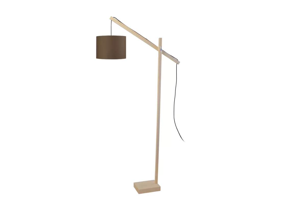 Lampadaire articulé bois naturel marron180 cm.