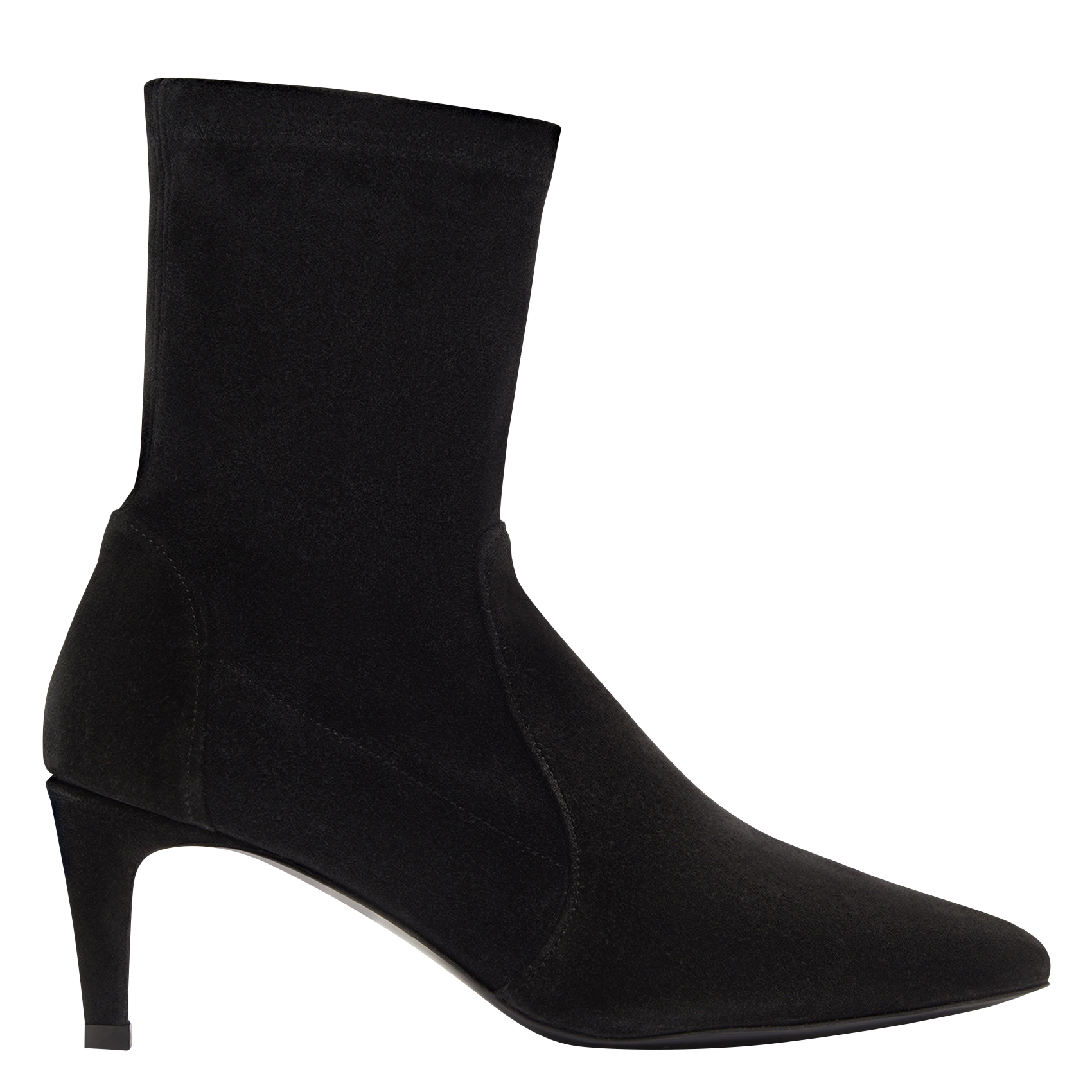 Bottines à talon en cuir velours | Noir