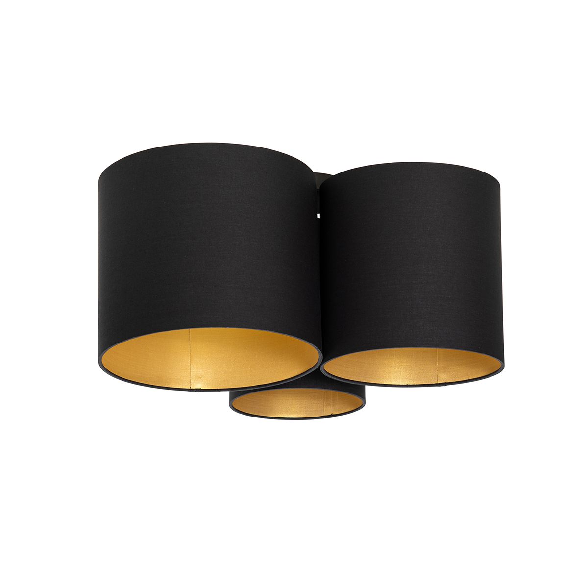 Plafondlamp zwart met gouden binnenkant 3-lichts - Multidrum
