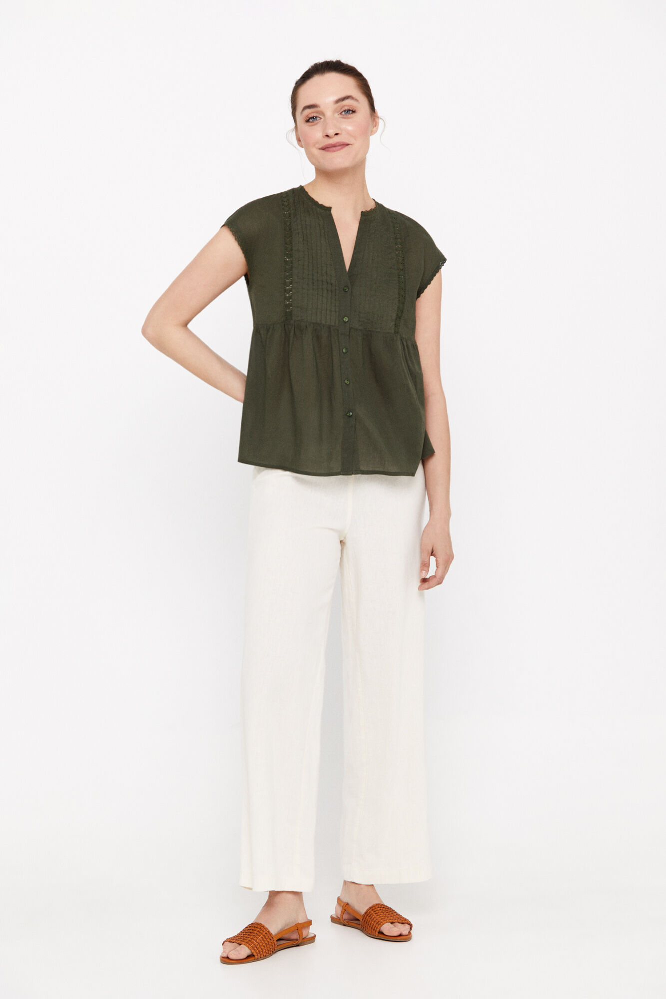 Blusa leve de algodão - Cáqui